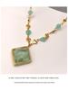 Vintage European & American Green Jade Heart Pendant Necklace - Exquisite Retro Choker