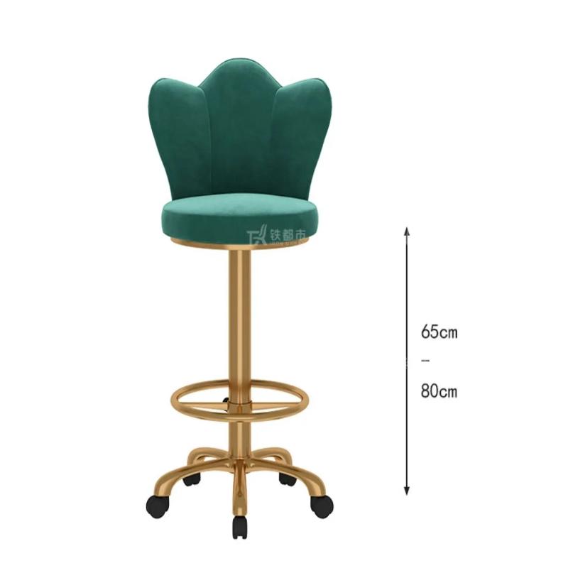 Adjustable Height Swivel Bar Stool with Backrest-Luxury Counter Stool for Reception Rolling High Footrest with PU Leather Seat