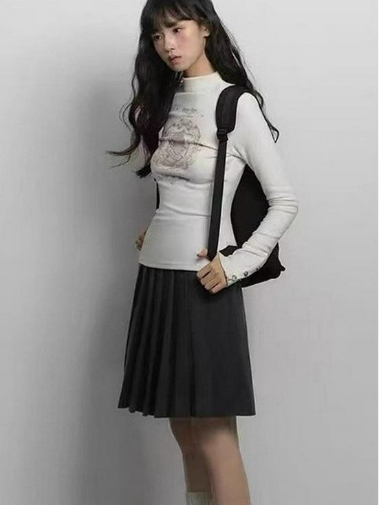 Ribbed Velvet Half-High Neck Slim Fit Women's Long Sleeve Top, Autumn/Winter Layer, Plus Velvet, Versatile Inner Wear