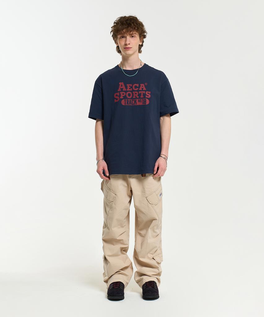 AECA Color Chain Stitch Aeca Sports Half Sleeve Tee-Navy