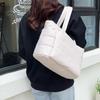 Korean Style Down Cotton Shoulder Bag Solid Color Nylon Handbag Cotton-padded Tote Bag  Lady