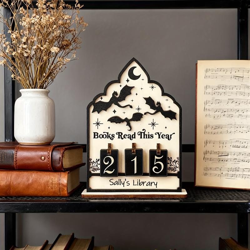 Wooden Book Read This Year Counter Reading Challenge Tracker Bookshelf Club Classroom Decor New Years Gifts For Bookworm Family