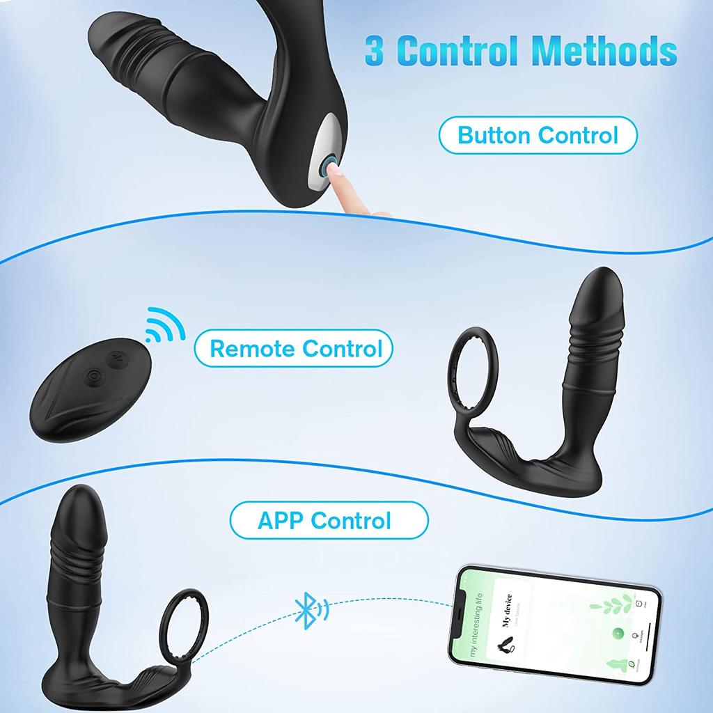 Bluetooth APP Male Anal Plug Vibrator Thrusting Prostate Stimulator Massager Wireless Remote Butt Plug Sex Toy for Men Gay
