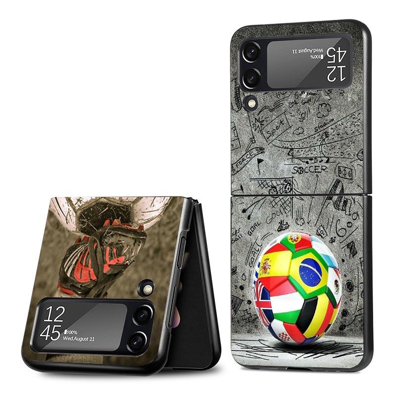 Football Soccer Ball Design Z Flip 7 Phnoe Case For Samsung Z Flip 6 5 4 3 5G Galaxy ZFlip7 ZFlip4 ZFlip5 ZFlip6 ZFlip3 Phone Co