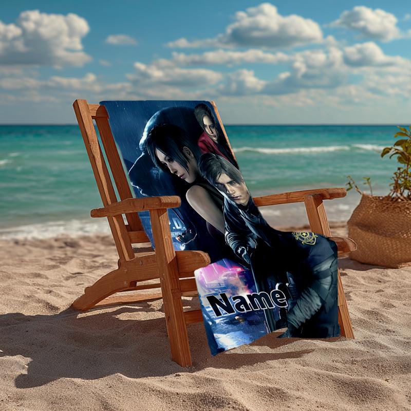 Custom Name Ultra-Soft Beach Towel with Resident Evil Theme,Ideal for Pool - Camping, Diving - Perfect Travel Essential, Vibrant Beach Towel.