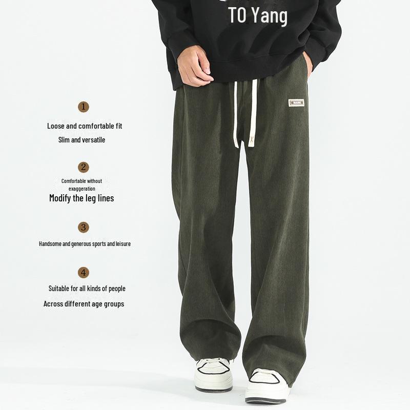 

Мужские свободные прямые вельветовые брюки высокого класса - модные широкие повседневные брюки в американском стиле на весну/осень 5XL