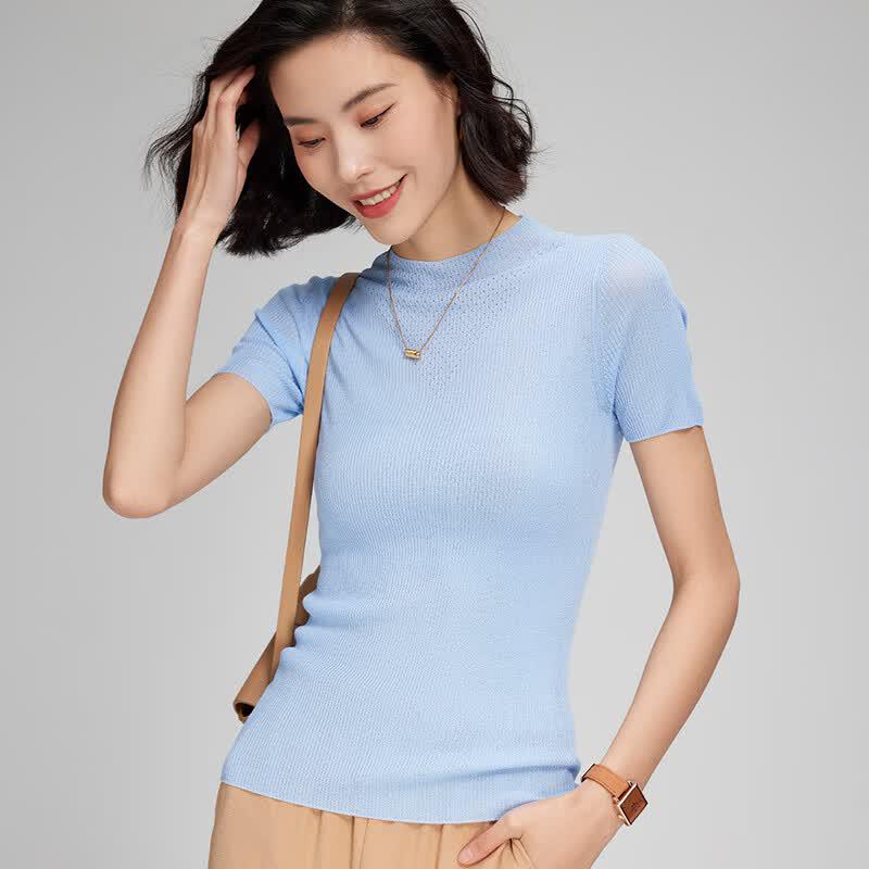 Women's Backless Breathable Knit Short Sleeve T-Shirt