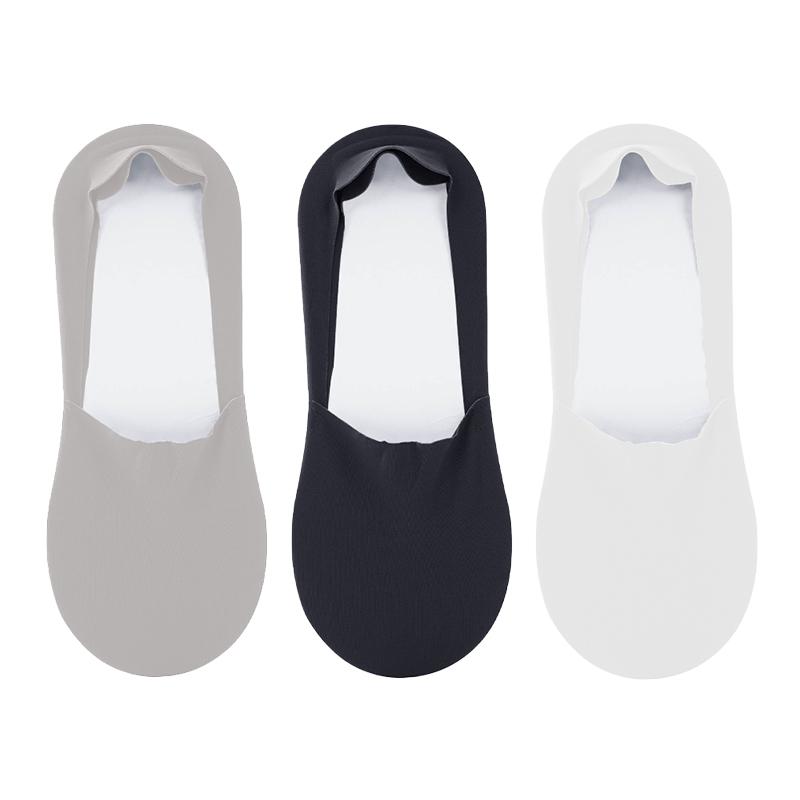 3 Pairs of Summer Breathable Invisible Boat Socks Non-slip Men's Ice Seamless Silicone Low Cut Short Invisible Socks