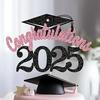 5pcs Glitter Congratulations Cake Card Handmade Graduation Cupcake Toppers  Party Cake Decorations