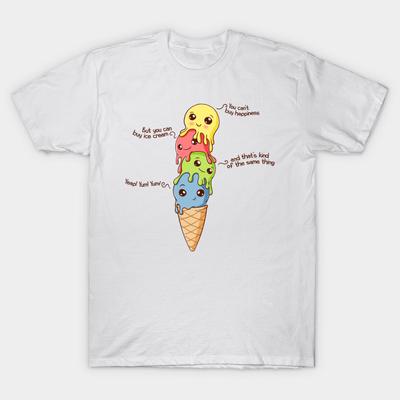 T Shirt Women Ice Cream Happiness Harajuku Print Kawaii Tshirt Summer Short Sleeve Female T-Shirt Top Tee