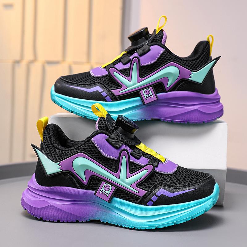 Boys 2025 spring new breathable mesh children's sports shoes medium and large children and girls versatile soft-soled running shoes