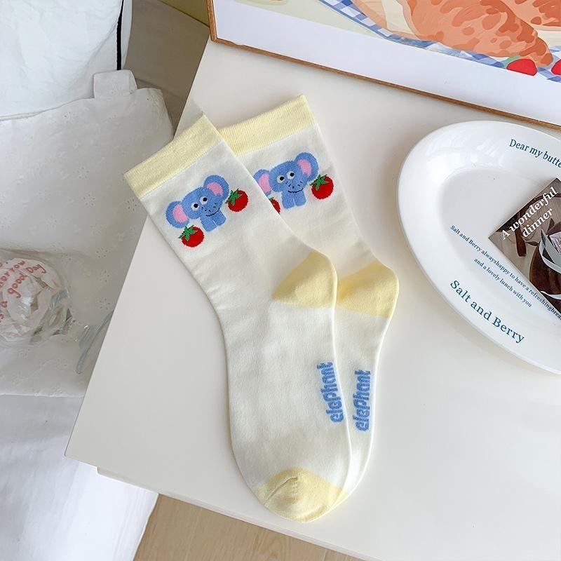 Bayan Yazlık İnce Çizgi Film Eğlenceli Sevimli Tatlı Emici Nefes Alabilir Tüp İçinde Renkli Yığın Çoraplar