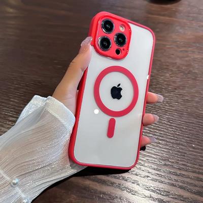 Luxus-Magnethülle für kabelloses Magsafe-Laden für iPhone 15 14 13 12 11 Pro Max, stoßfeste, gepanzerte, durchsichtige Abdeckung