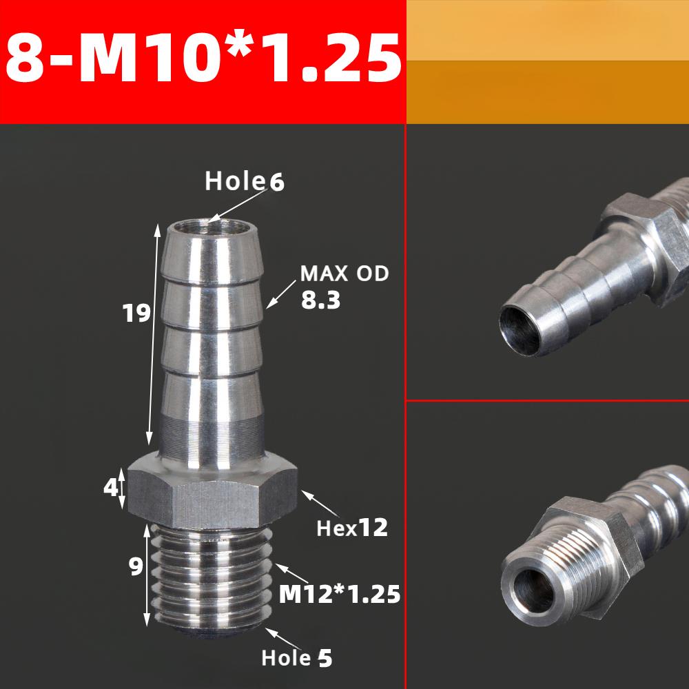 M3 M4 M5 M6 M8 M10 M12 M14 M16 Metric Male To 3 4 5 6 8 10 12 Mm Hose Barb Nipple 304 Stainless Steel Pipe Fitting Air Water Gas