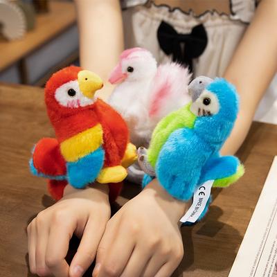 Niedliches Tier Papagei Schnappkreis Puppe Plüschtier Flamingo Armband Kinder Gesellschaft Beruhigungspuppe