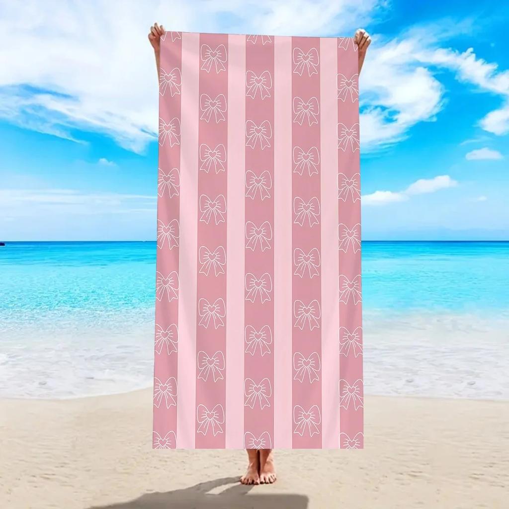 Shark Pattern Striped Beach Towel 2D Flat Printed Peach Skin Soft Large Bath Towel For Swimming Pool Sunbathing Summer Sport