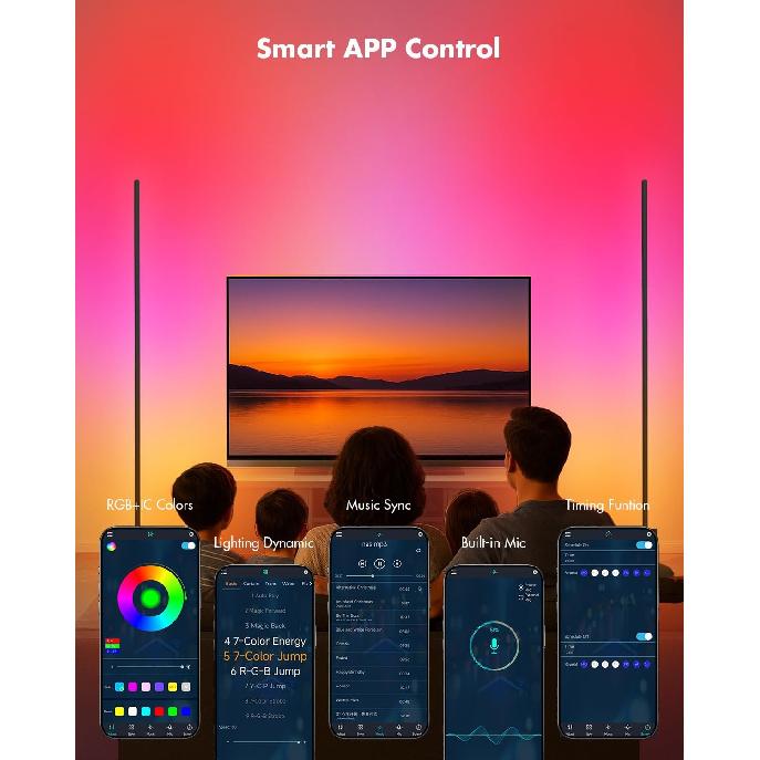 Corner Floor Lamp, Smart RGB LED Corner Lamp with App & Remote, Modern Floor Lamp with 16 Million Colors, Music Sync, Scene Modes, Color Changing