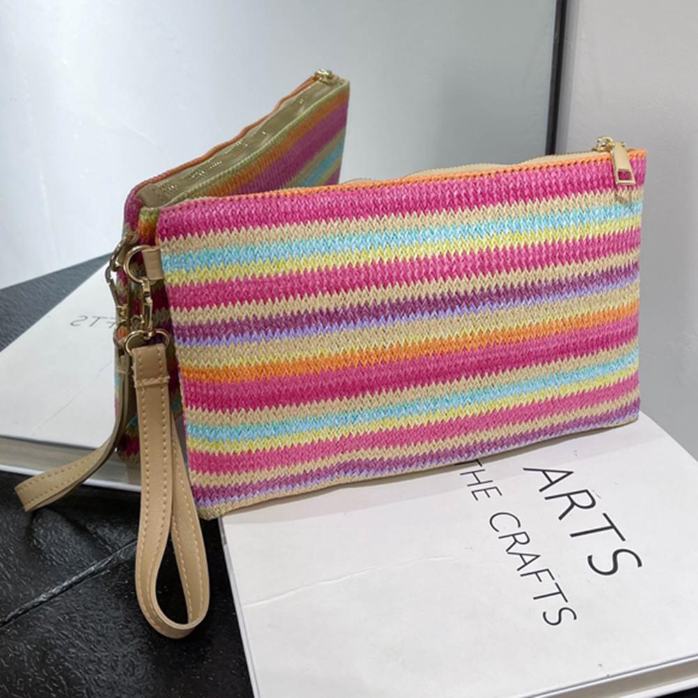 Дамский клатч-кошелек для монет красочная соломенная сумка ручной работы винтажная повседневная портативная элегантная изысканная для выходных и отпуска 4900₽