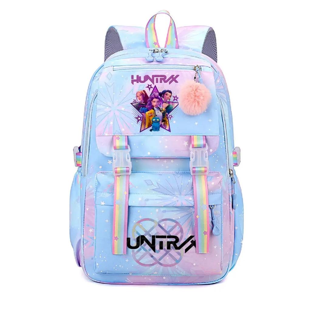 K-Pop Demon Hunters School Bag Kids Students Huntrix Girl Rainbow Dual-Shoulder Bag Boys Laptop Rucksack Outdoor Shouler Bag