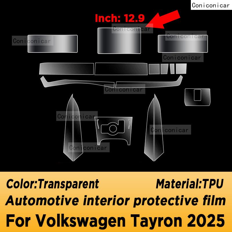For Volkswagen TAYRON 2025 Panel Dashboard Navigation Automotive Interior Protective Film TPU Anti-Scratch Accessories LHD