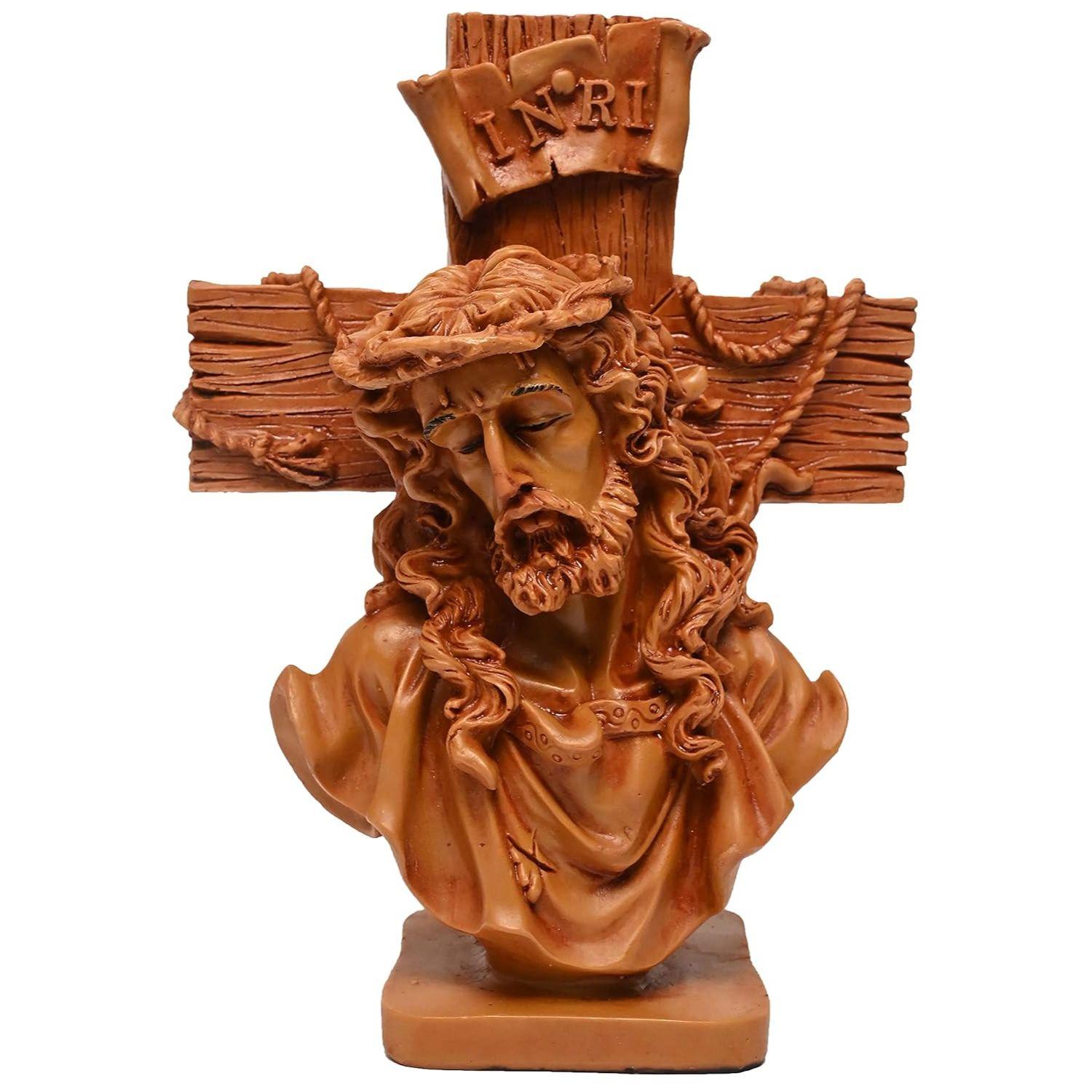 

Resin Jesus Christ Idol Perfect for Housewarming, Drawing Room, Gifting and Decoration, Brown 8 Inch