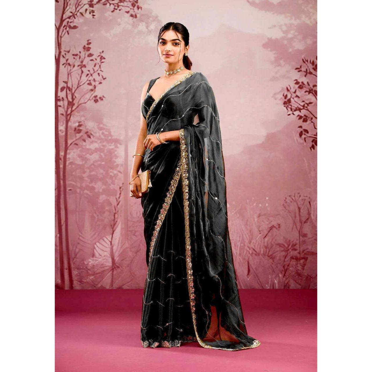 Luxury Mirror Work Silk Saree Collection