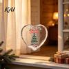 Transparent Holiday Gift Tags Heart Shaped Christmas Ornaments, Crystal Santa Winter Scene Hanging Ornament, Classic Tree Decor Xmas Pendant
