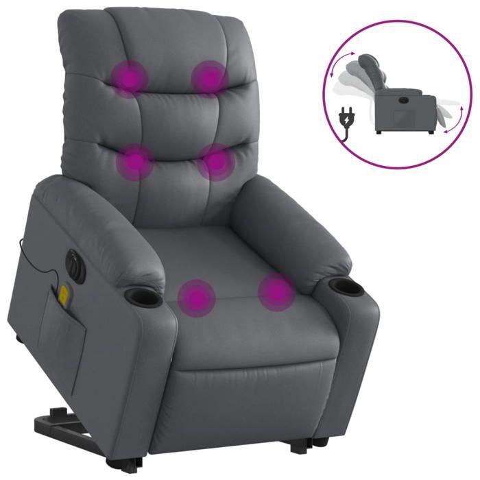 VidaXL Fauteuil Inclinable de Massage Électrique, Chaise de Relaxation avec Dossier et Repose-pied Réglables, Siège de Salon 3206623