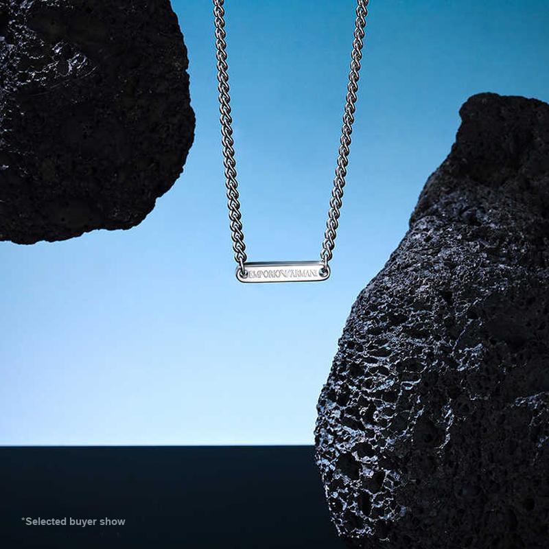 Emporio Armani Hip Hop Cool Fashion Versatile Cuban Link Stainless Steel Necklace Men necklace Silver EGS3188040