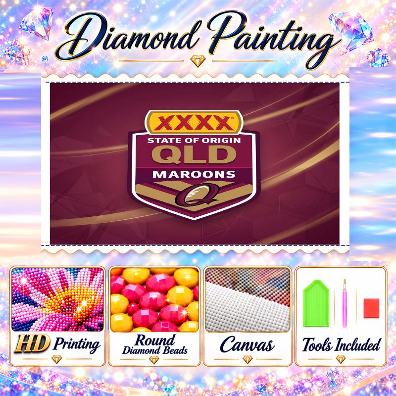 Queensland Maroons Diamond Painting Kit 5D Full Drill DIY Diamond Mosaic Wall Art Home Decor