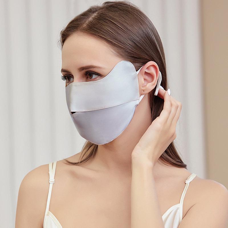 Silk Sunscreen Mask for Sensitive Skin - Blush Gradient, Breathable UV Protection, Full Face Coverage with Mulberry Silk Eye Corners.