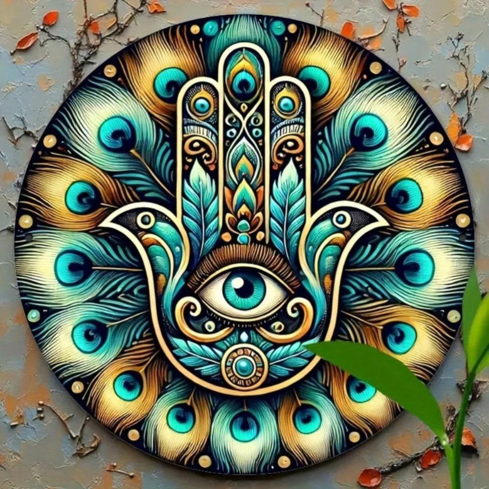 Hamsa Hand Metal Wall Art Durable Decor Home Kitchen Office