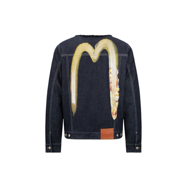 Evisu Aw23 Logo Big M Embroidered Denim Jacket Men Jacket Denim-Blue 2EAHTM3DJ1930RXCT