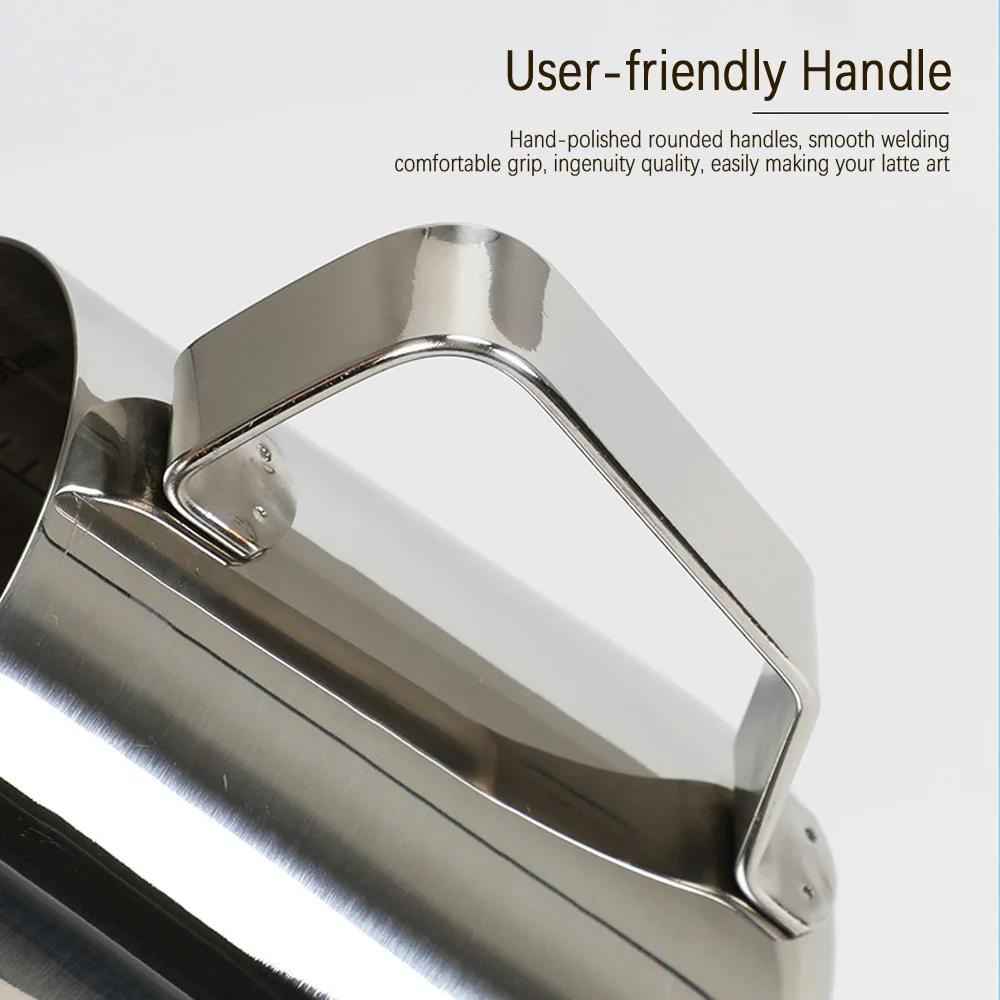 Stainless Steel Milk Frother Pitcher - Coffee Latte Art Jug with Measurement Mark Practical Espresso Barista Tool for Kitchen