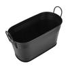 Firewood Holder Bucket Black Oval Metal Log Carrier Storage Bin with Handles Multipurpose for Home Party Gathering