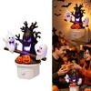 Resins Halloween Nightlight Wall Outlet Accent, Glowing Tree Monsters with Ghostly and Pumpkins Decors, Soft and Warm Light for
