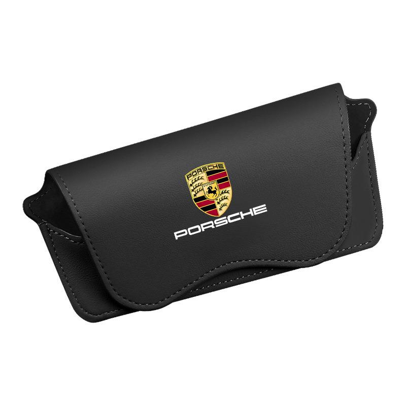 Car Sun Visor Glasses Clip Sunglasses Storage Case for Porsche Panamera Taycan 911 718 Macan Cayenne Boxster Cayman 918 Pajun