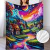 A Beautiful Landscape Pattern Fleece Throw Blanket That Is Soft And Warm, Perfect for a Sofa, Home Relaxation, Air Conditioning, Napping, Office Bed,