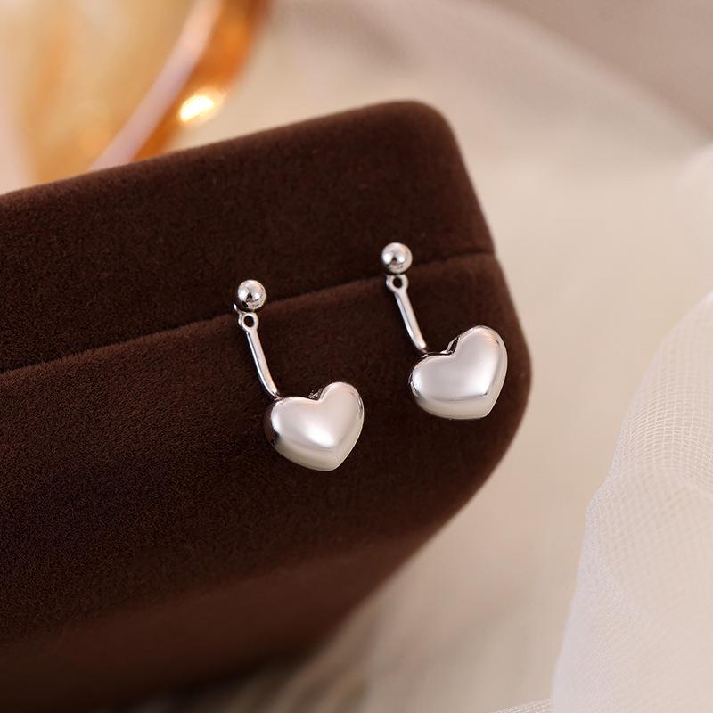 Banyan Tree S925 Silver 3D Heart Earrings - Elegant Niche Design for Women