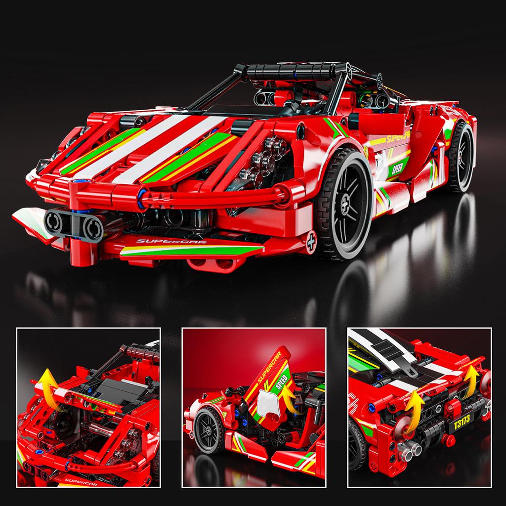 Non-Toxic 401Pcs Building Blocks Toy Sports Car Model Pull-Back Cars Assembly Brick Set Educational Toys Desktop Decoration Christmas Gift