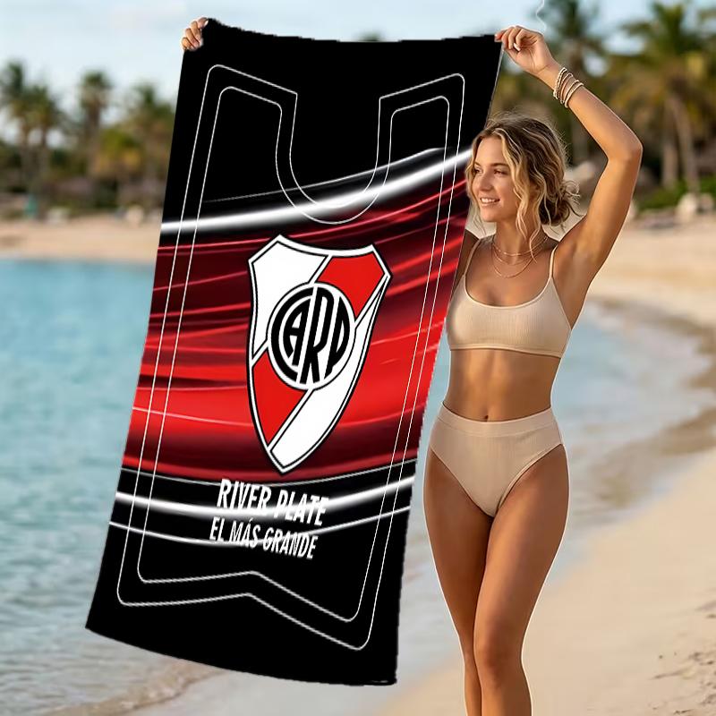 Beach Towel with Club Atlético River Plate Pattern - soft,absorbent,machine washable Lightweight&Modern,swimming,Travel Essentials