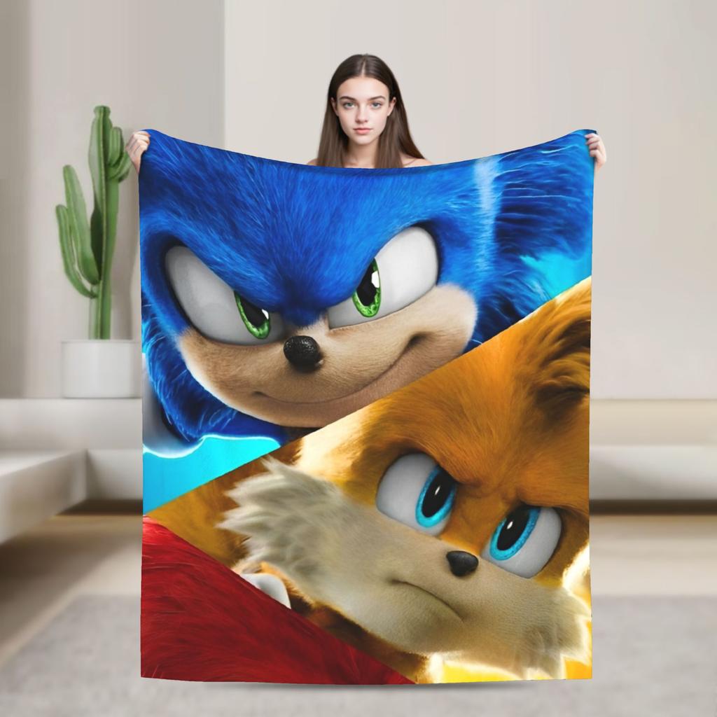The Hedgehog Shadow Blankets Fleece Summer Air Conditioning Game Breathable Super Soft Throw Blankets for Bed Office Bedspread