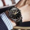 Men's Business Watch with Leather Band, Stylish Waterproof Watch with Calendar Display and Luminous Function, Perfect Gift for Men