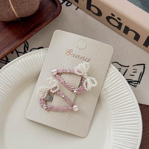 Korean Pearl Bow Rhinestone Love Hairpin Hair Ring High-end Temperament Does Not Hurt The Side of The Hair The Girl's Hairpin