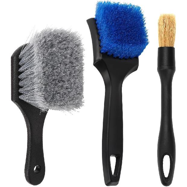 Wheel Rim Tire & Carpet Cleaning Brush Set, Soft & Stiff Bristle Wash Cleaning Supplies Kit For Car All Exterior Surface And Car Interior Cleaning