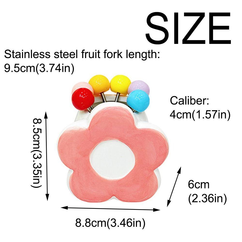 Flower Shaped Dessert Forks Portable Cute Toothpick with Holder  Kitchen Supplies
