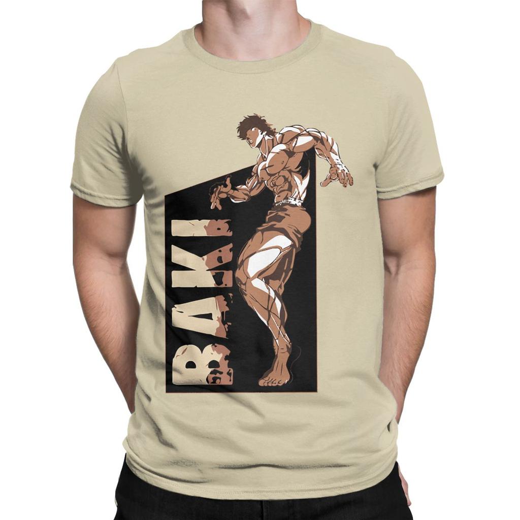 Men's T-Shirts Baki Hanma Grappler Yujiro Vintage Pure Cotton Tee Shirt Short Sleeve Anime T Shirts O Neck Clothes Gift