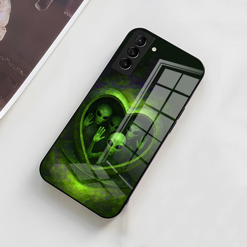 Funny Space UFO Alien Thing Phone Case For Samsung A56 A36 A26 A16 A15 A25 A35 A55 A14 A34 A24 A54 Glass Case