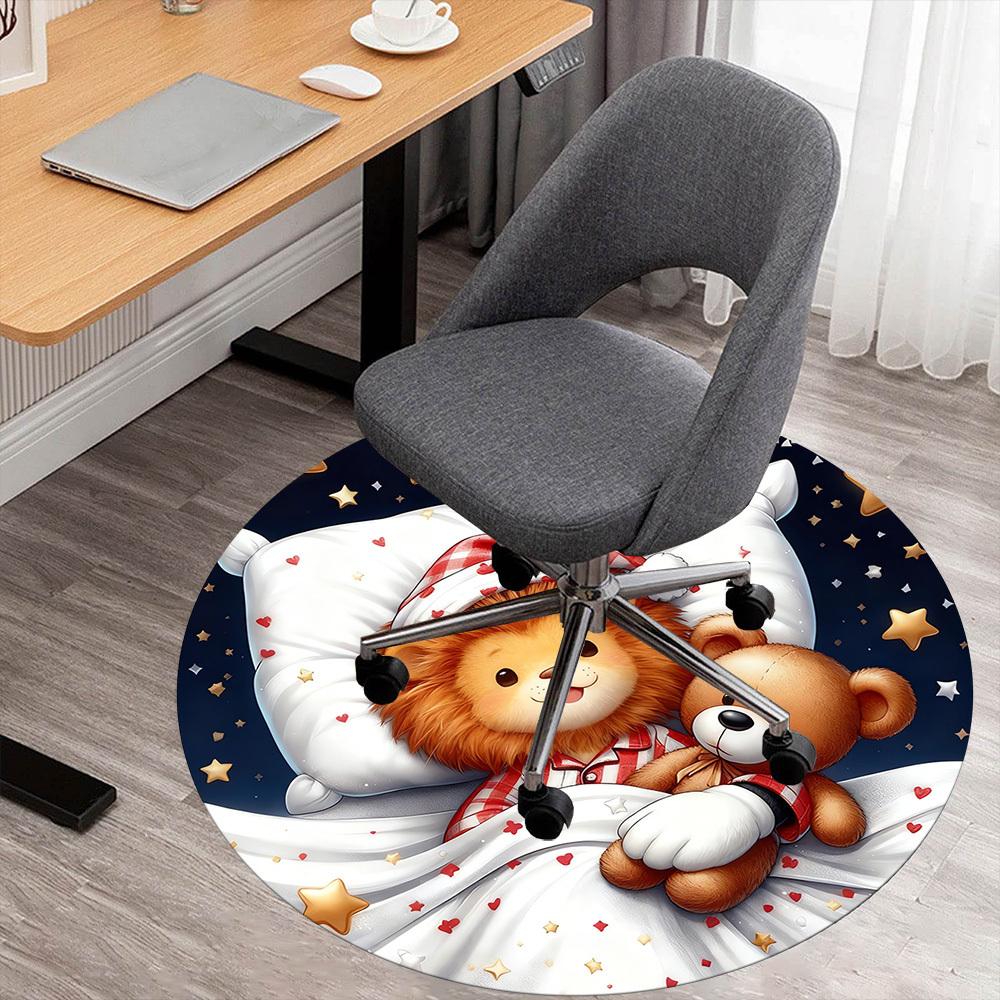 

1pc Lion Teddy_bear Round Chair mat Area Rug - Non-Slip, Floor Mat for Office, Bedroom, and Indoor Decor c1118249 80cm by 80cm