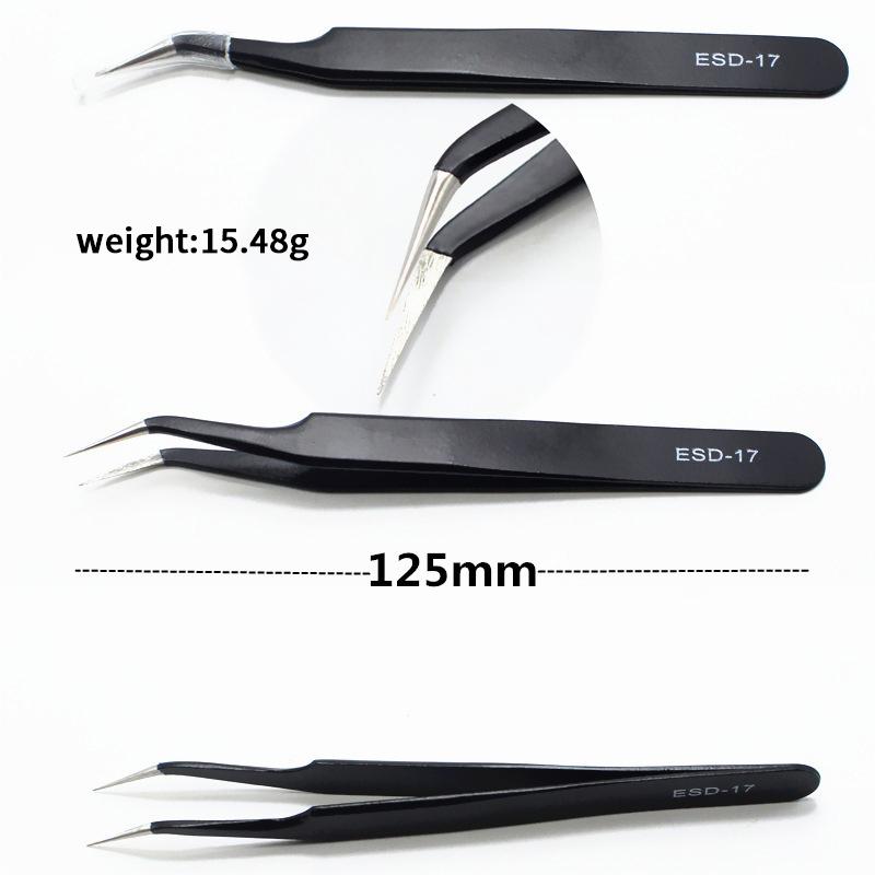 Precision Esd Anti-Static Tweezers Set -6-Pc Durable Stainless Steel Tool For Electronic Repair And Process Modeling, Bending&St